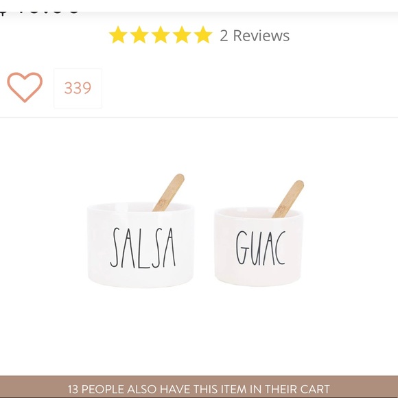 RAE DUNN ARTISAN GUAC + SALSA SET WITH 2 BAMBOO SPOONS - Picture 2 of 4